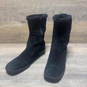 Ann Taylor Black Suede Fur Lined Boots Women's Size 10